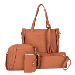 THINKTHENDO 4pcs Women Lady Fashion Handbag Shoulder Bags Tote Purse Messenger Satchel Set