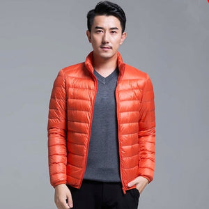 QUANBO Brand Autumn Winter Light Down Jacket Men's Fashion Hooded Short Large Ultra-thin Lightweight Youth Slim Coat 5XL