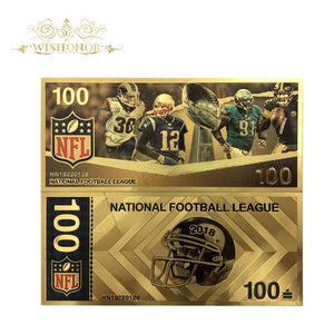 NFL Super Bowl Banknotes 100 Dollar Bills Banknote in 24K Gold Plated Paper Money For Gifts