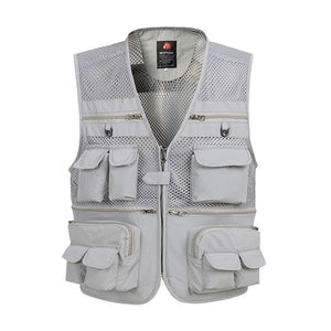 Summer Mesh Vest For Men Spring Autumn Male Casual Thin Breathable Multi Pocket Waistcoat Mens Baggy 5XL Vest With Many Pockets