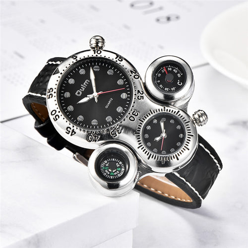 Oulm 1149 Antique Design Men's Watches Octopus Style Big Size Male Sport Watch Casual Leather Strap 2 Time Zone Men Wristwatch