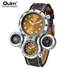 Load image into Gallery viewer, Oulm 1149 Antique Design Men&#39;s Watches Octopus Style Big Size Male Sport Watch Casual Leather Strap 2 Time Zone Men Wristwatch